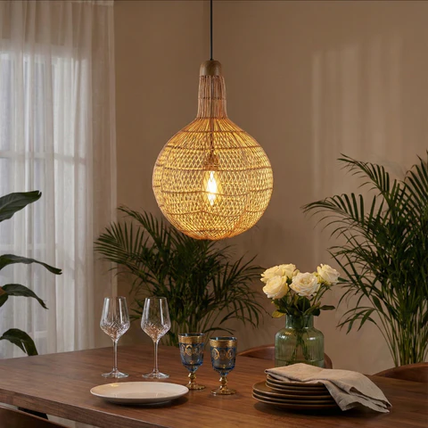 Woven Rattan Pendant